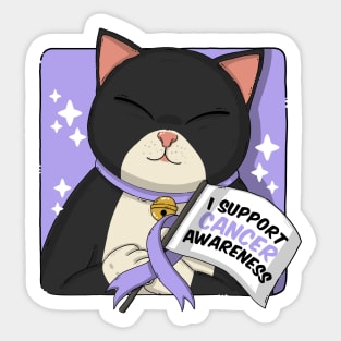 Tuxedo Cat Support Cancer Awareness Sticker